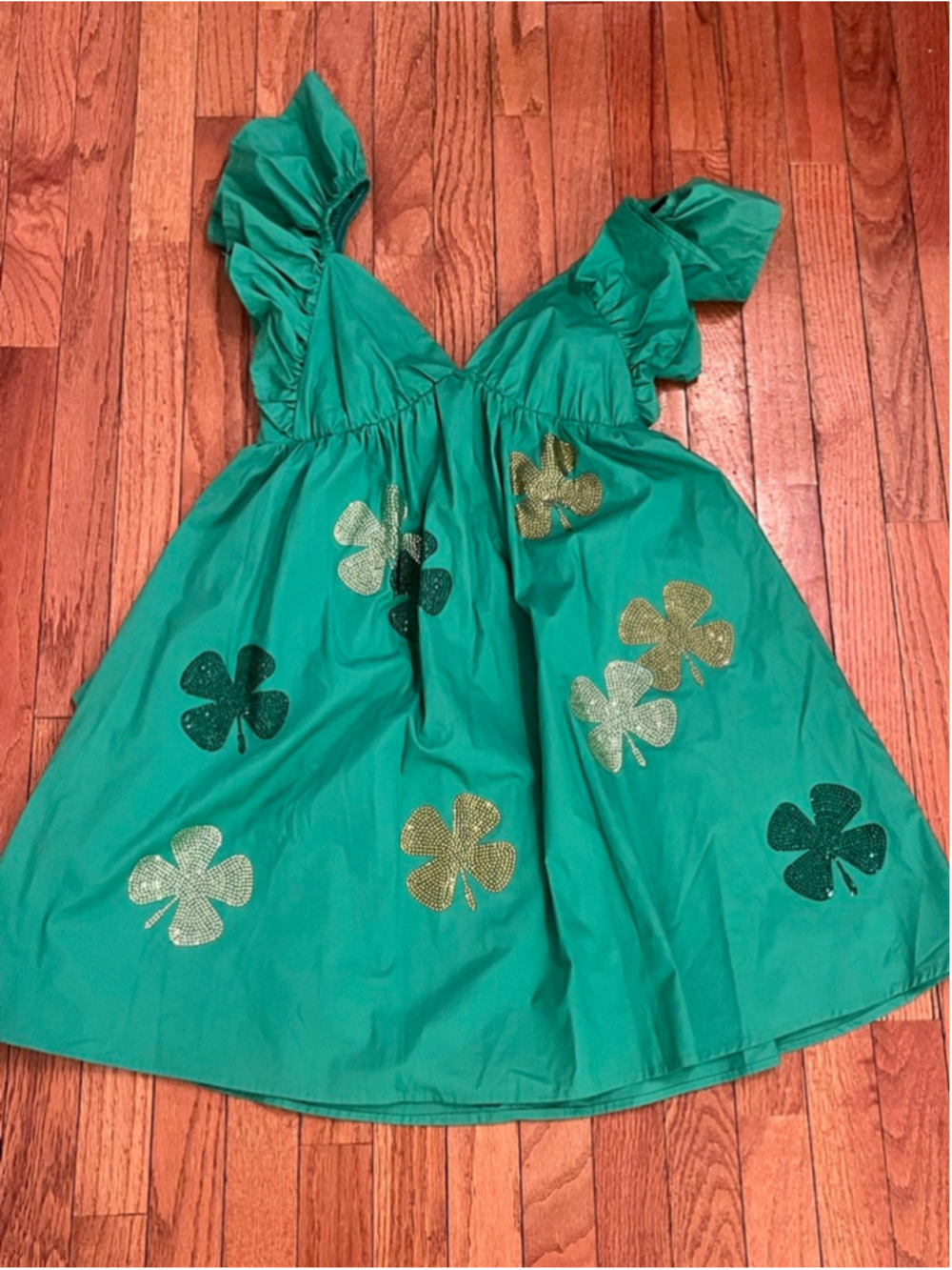 Women's Peach Love Green Shamrock Dress sz Large NWT